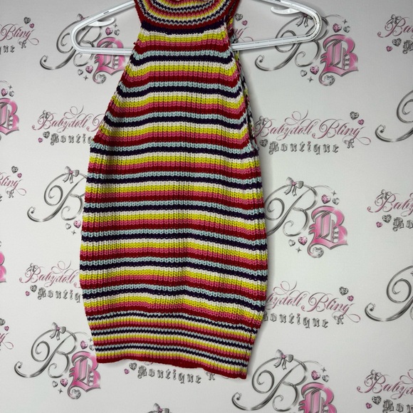 John + Jenn knit crochet rainbow top mock neck turtleneck tank multi color - Picture 7 of 9